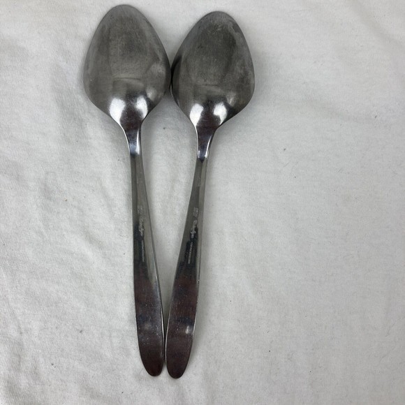 Ecko Eterna Carolyn Stainless Textured Roses Stainless Lot 2 Serving Spoon 8 1/2 - Picture 4 of 9